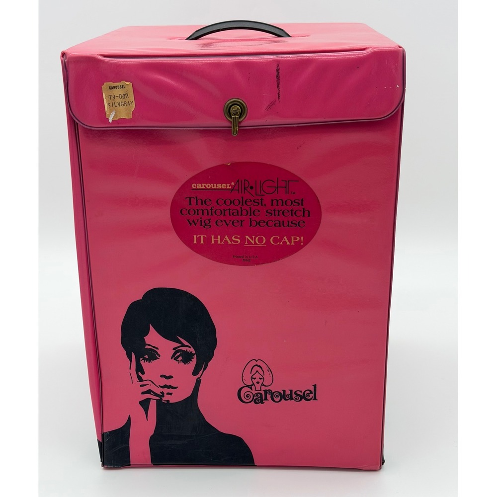 Vintage Carousel Vinyl Wig Storage Case & Eva Gabor Wig